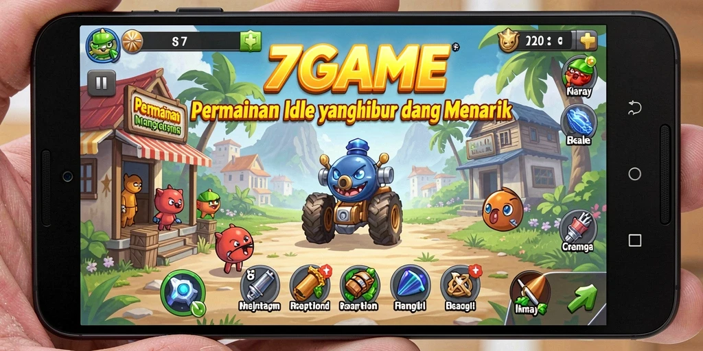 Screenshot 7GAME menampilkan karakter yang berkembang dalam gameplay Idle.