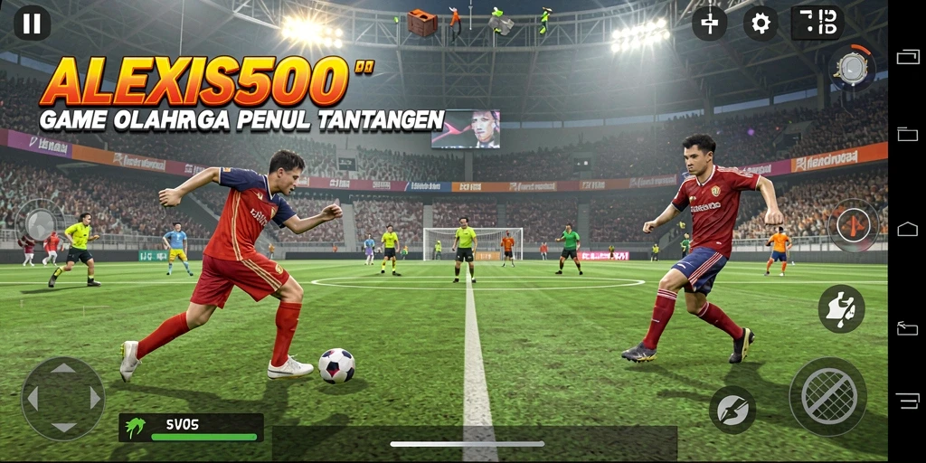 Tangkapan layar utama ALEXIS500 menampilkan aksi olahraga yang mendebarkan.