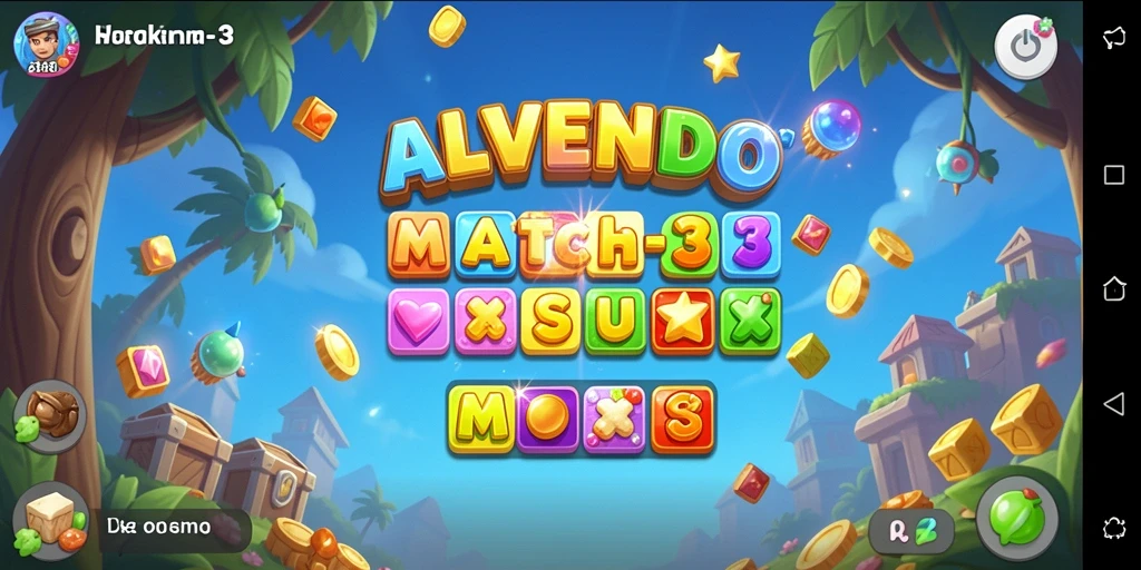 Tampilan gameplay seru dalam permainan Match-3 ALVENDO.