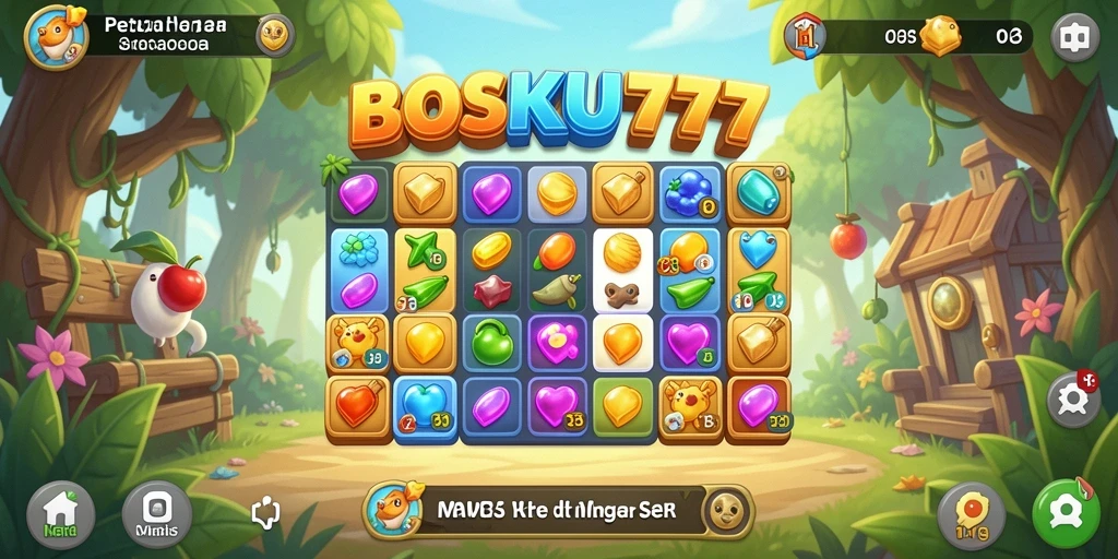 Tampilan gameplay seru dalam BOSKU777 dengan elemen warna-warni yang menarik.