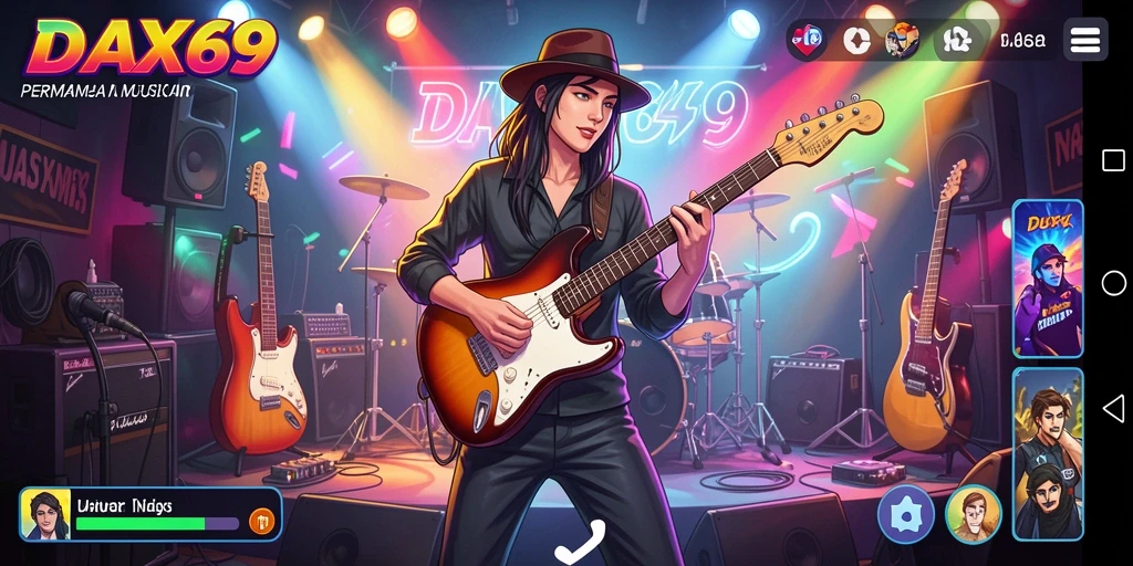Screenshot DAX69 menampilkan pemain menikmati gameplay musik yang seru.