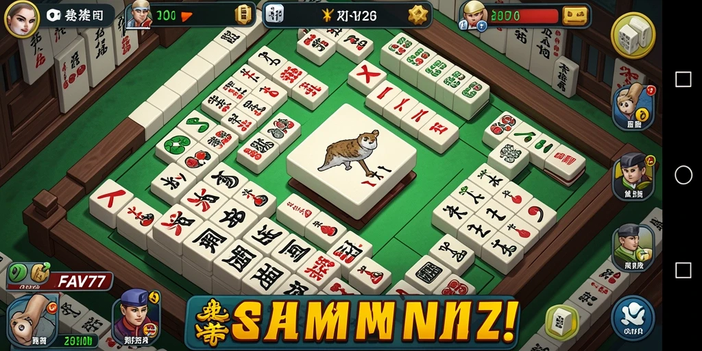 Tangkapan layar permainan FAV77 menampilkan serunya bermain Mahjong.