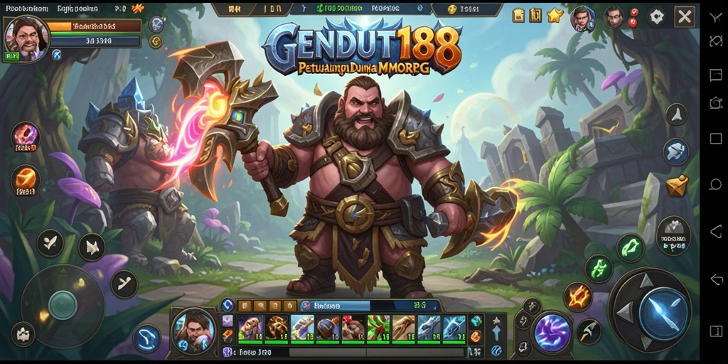 Screenshot menampilkan aksi pertempuran epik dalam GENDUT188.