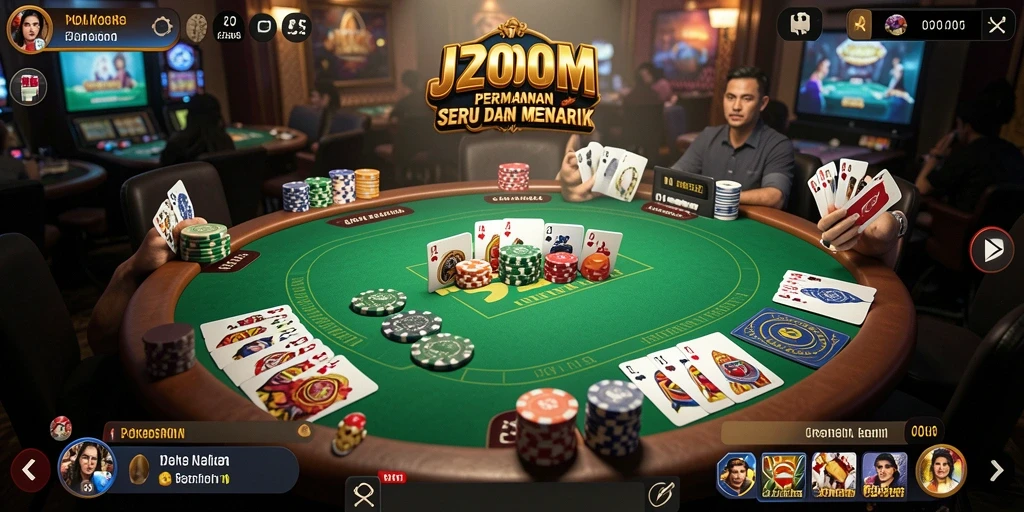 Tampilan gameplay seru di aplikasi J200M poker.