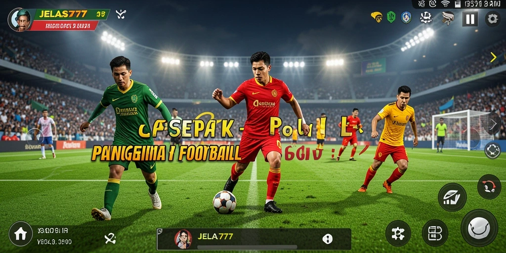 Menampilkan gameplay dinamis dalam JELAS777 yang menggambarkan pertandingan sepak bola.