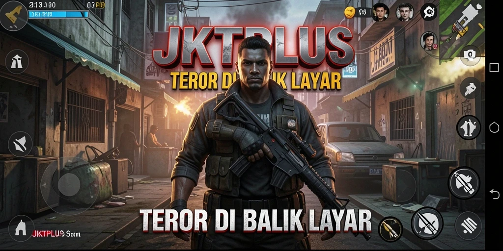 Screenshot menampilkan gameplay JKTPLUS dengan suasana horror yang menegangkan.