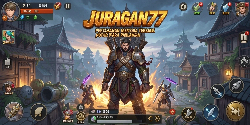 Tampilan gameplay menakjubkan dari JURAGAN77 dalam pertahanan menara.