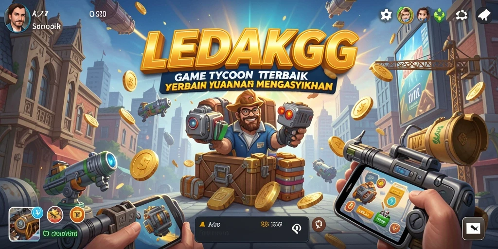 Tampilan gameplay menarik dari LEDAKGG yang menampilkan strategi bisnis.