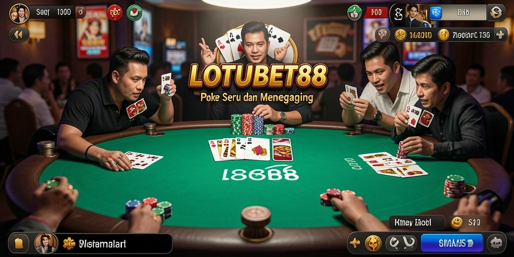 Tampilan screenshot gameplay LOTUSBET88 dengan suasana poker yang menegangkan.