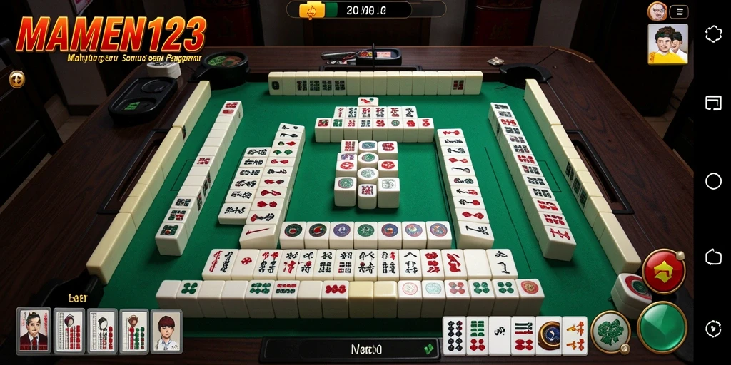 Tampilan gameplay MAMEN123 menampilkan aksi Mahjong yang seru.