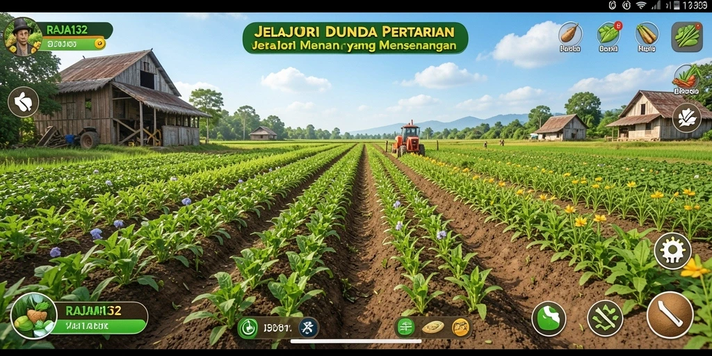 Gambaran gameplay RAJA132 dengan aktivitas bertani yang seru.