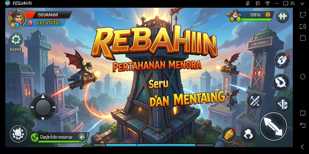 Tangkapan layar permainan REBAHIN yang menampilkan aksi Tower Defense yang seru.