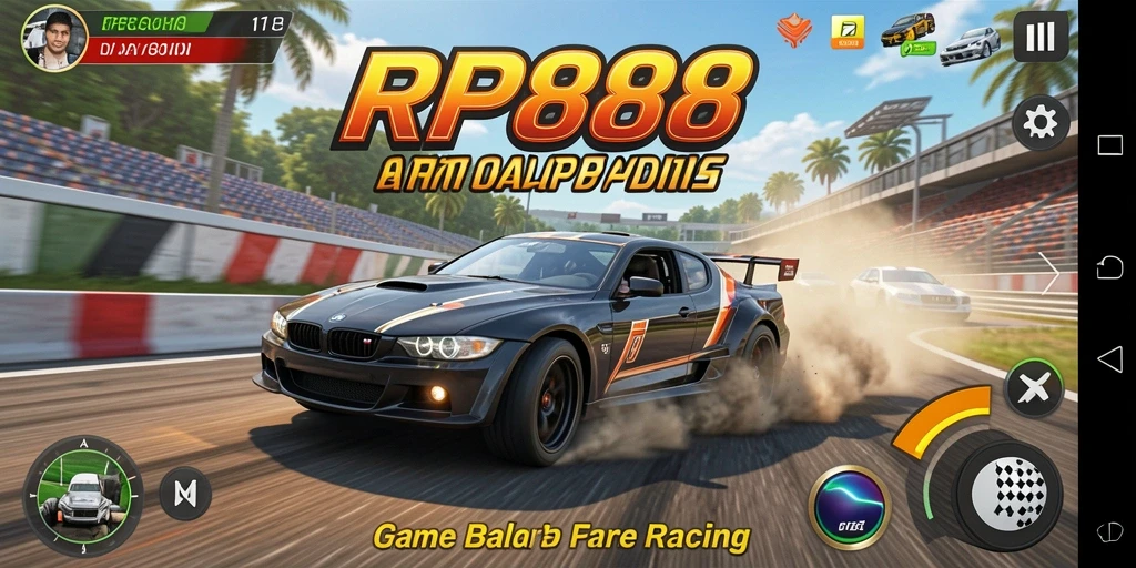 Menampilkan gameplay balap mendebarkan di RP888 dengan lintasan yang menantang.