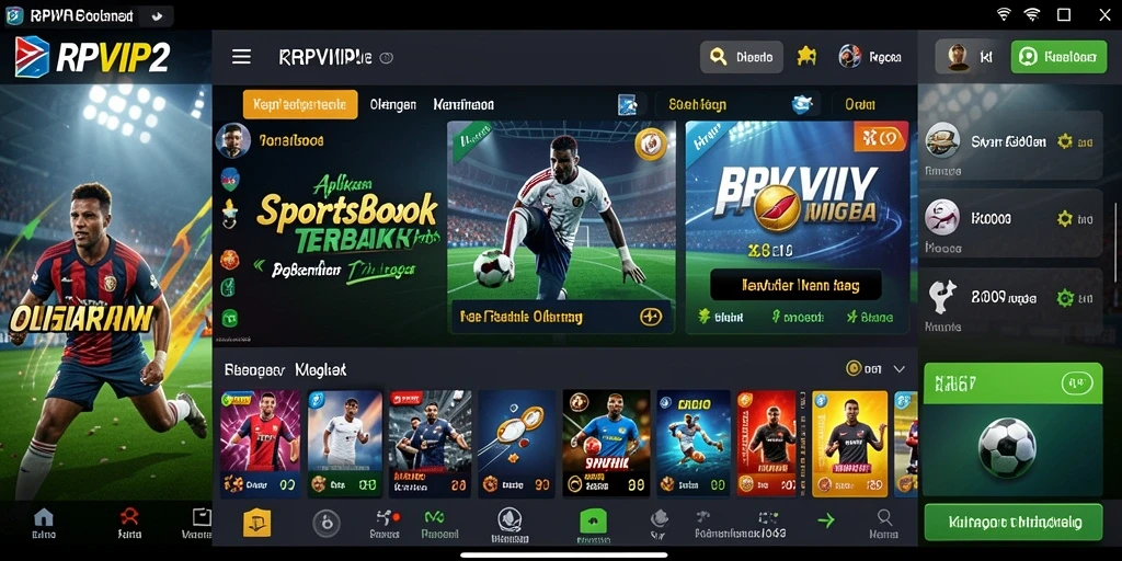 Tangkapan layar utama RPVIP2 menunjukkan antarmuka Sportsbook yang menarik.