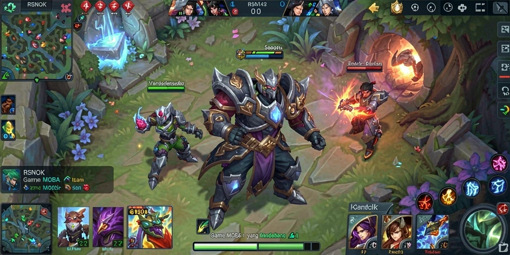 Gameplay seru dalam pertarungan MOBA yang epik.
