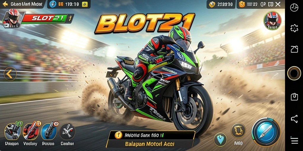 Screenshot menampilkan aksi balapan motor yang penuh adrenalin.