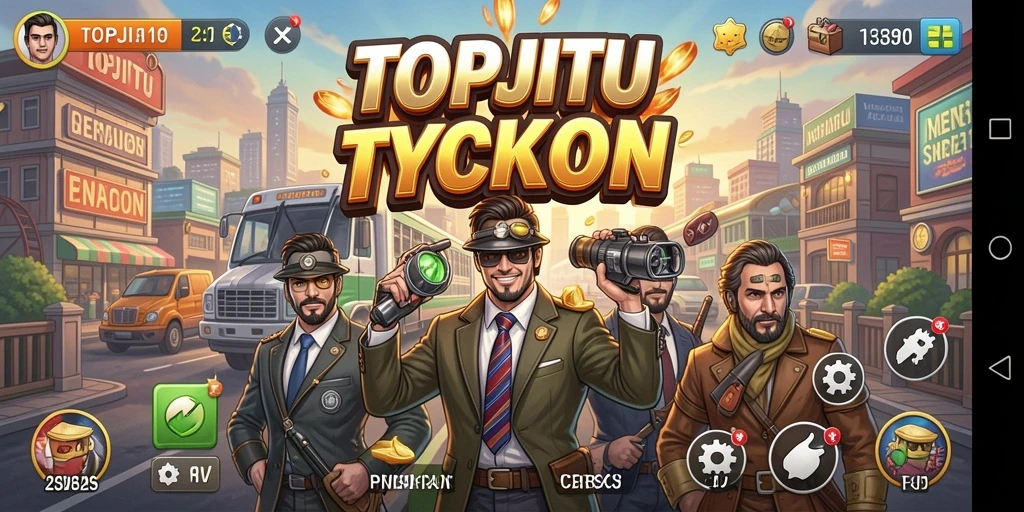 Screenshot gameplay <strong>TOPJITU</strong> yang menunjukkan proses membangun kerajaan bisnis.